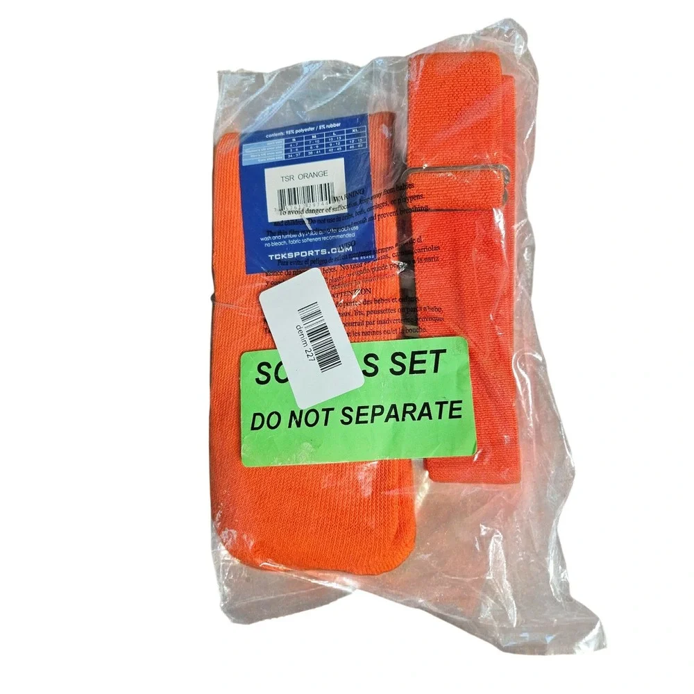 TCK Sock and Belt Set Youth Medium Orange Baseball Softball Football NEW